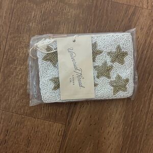 NWT Universal Thread Beaded Star Pouch - Gold and White
